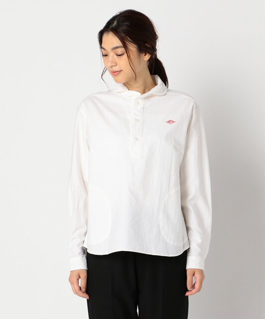 Autumn and winter new daily single half placket solid color striped women's long-sleeved shirt Jessica Jung shirt doll collar DANTON