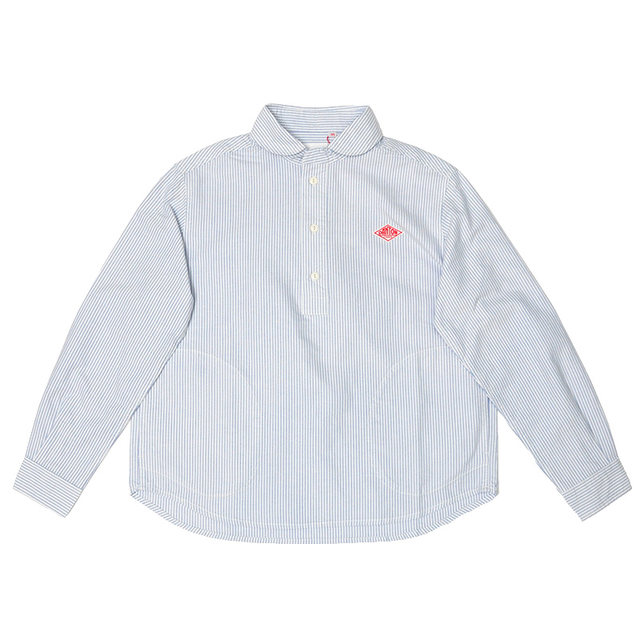 Autumn and winter new daily single half placket solid color striped women's long-sleeved shirt Jessica Jung shirt doll collar DANTON