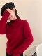 Autumn and Winter New Arrivals, Simple and Versatile Japanese Style Half-High Collar Seamless One-Piece Women's Wool Sweater, Handmade Sweater
