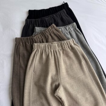 Autumn and Winter New Japanese Classic Retro Elastic Waist Women's Wool Blend Pants Casual Wide-Leg Sickle Pants Carrot Pants
