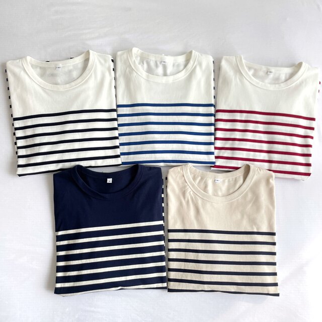Japanese order spring product classic simple round neck positioning striped sea soul pure cotton women's T-shirt long-sleeved bottoming
