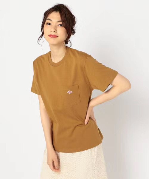 Japanese Spring Style Classic Pocket Patch Solid Color Simple Women's Short-Sleeve T-Shirt Japanese Style Danton