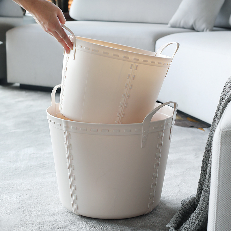 Laundry Basket Plastic Home Containing Basket Miscellaneous Nordic Wind Hand Lift Large Round Dirty Laundry Basket Waterproof