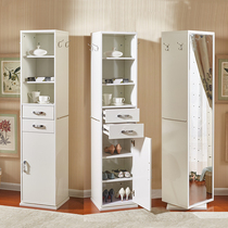 Solid wood dressing mirror storage cabinet multifunctional household mirror wardrobe full body 360 degree rotating floor mirror