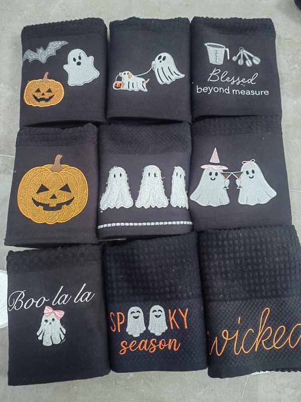 Foreign Trade Surplus Cotton Patchwork Embroidered Towel Christmas Halloween Cartoon Embroidered Face Towel Pure Cotton Absorbent Towel