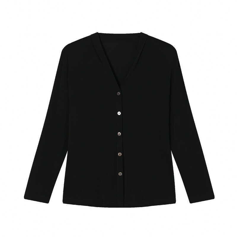 [F·J] 2025 Spring and Summer New 100% Mulberry Silk V Neck Top Slimming Look Work Clothing Nlj2072