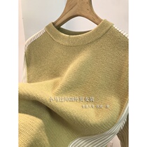 Cover the meat thin fake two-piece sweater Striped stitching top Loose shirt Long-sleeved shirt cardigan womens autumn and winter