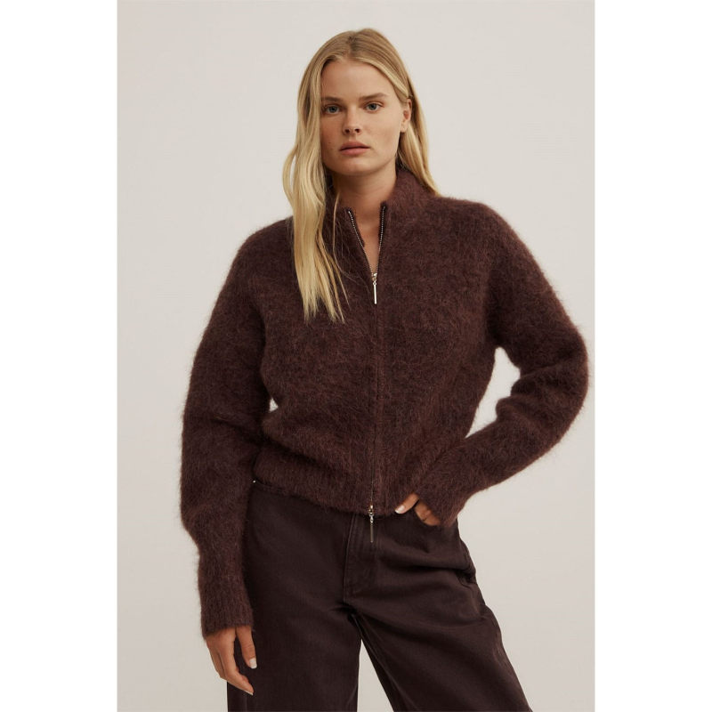 Australian Witcher* Shipping Agent 26 Autumn and Winter Women's Short Mohair Fluffy Knitted Flight Jacket Sweater