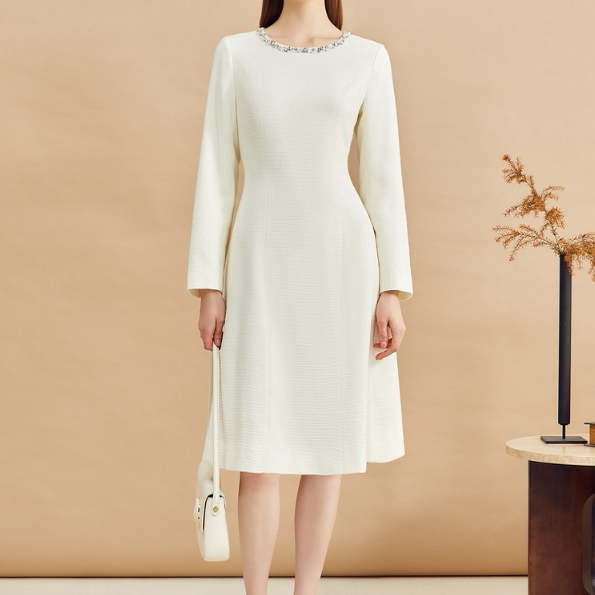 Clearance Yujia Special Selection Autumn French Beaded Collar Tweed Little Chanel Style Dress 8C64505796