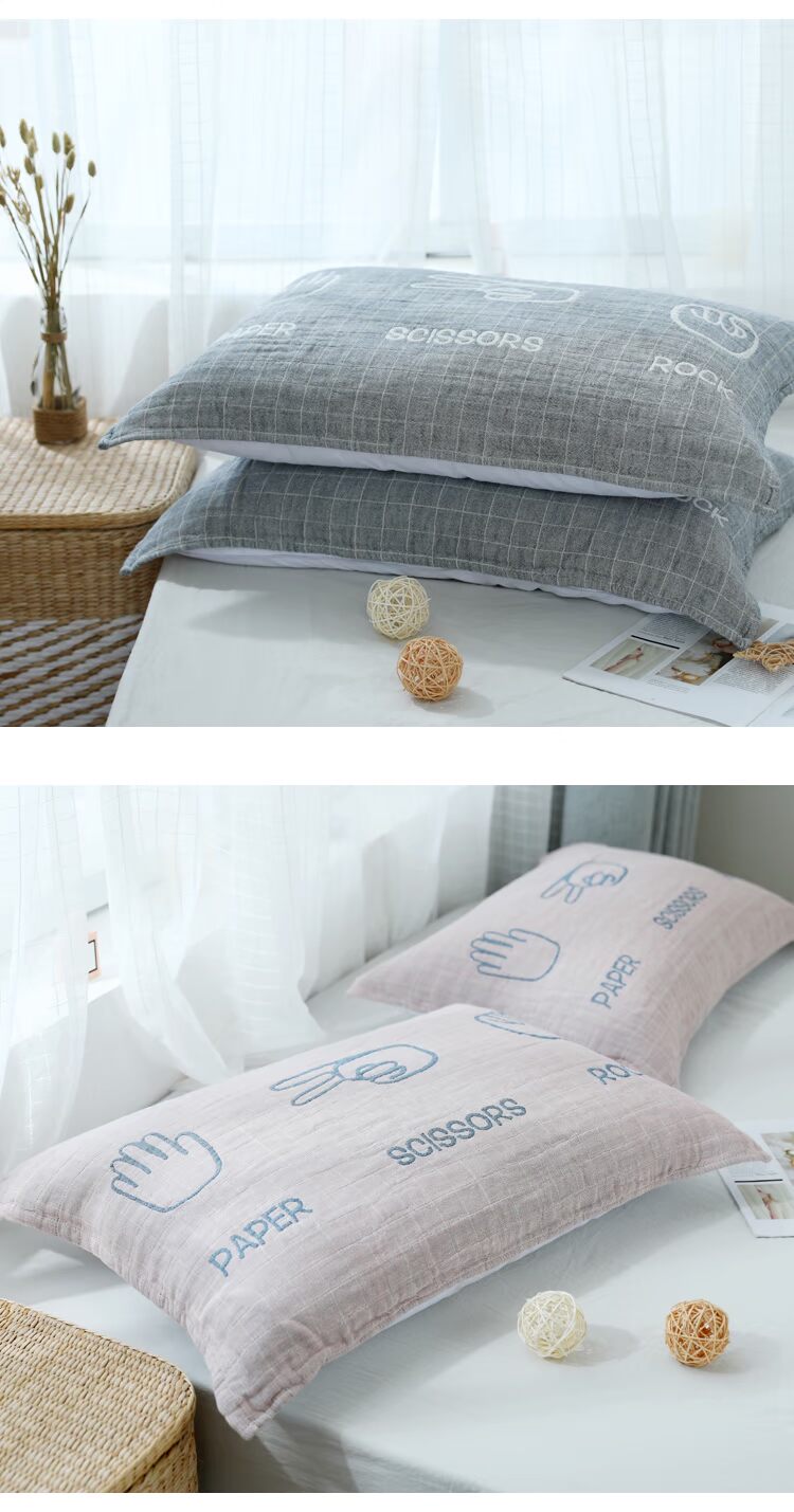 Khăn bông bốn lớp khăn gối cao mật độ cao mật độ lớn cặp đôi một đôi gối - Khăn gối vỏ gối đẹp