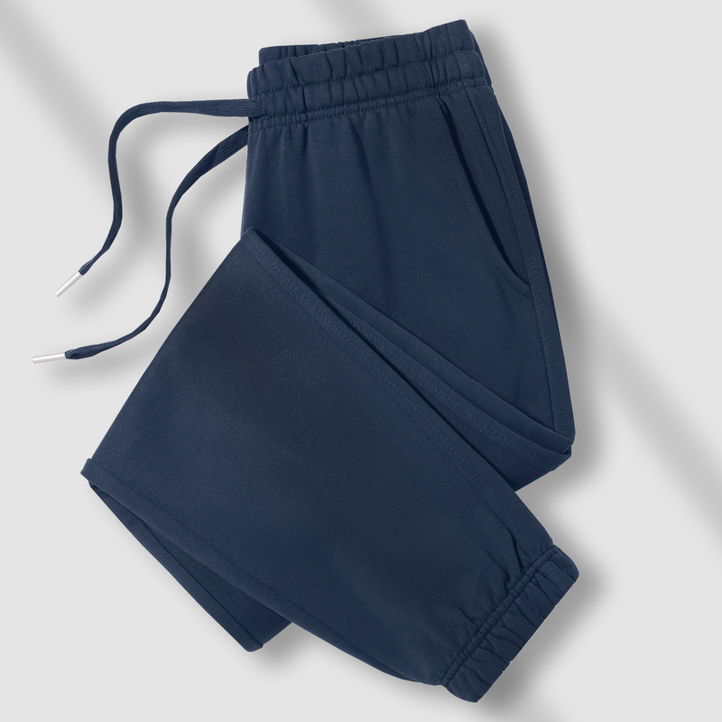 High-Waisted 100% Pure Cotton Navy Blue Casual Sweatpants for Women, Thin Style, 2026 Spring and Autumn, Loose Fit, Slimming Jogger Pants