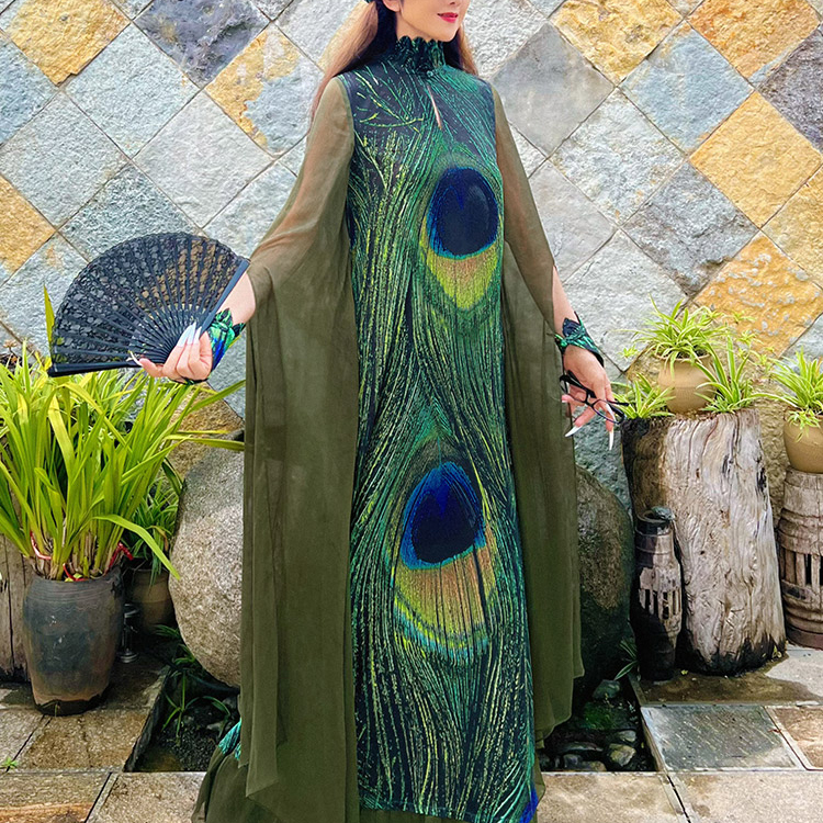 Yang Liping's Same Style Dress, Peacock Dress, Travel Performance, Dali, Xinjiang, Tibet, Ethnic Style Women's Clothing, Feather Dress