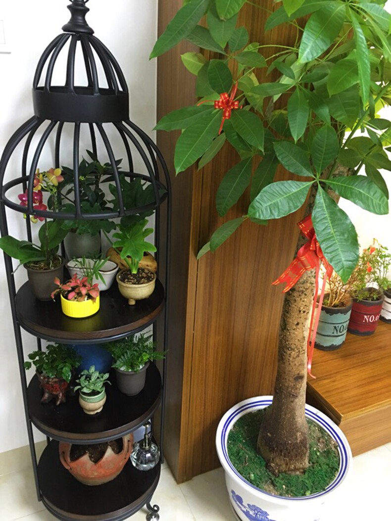 American-style wrought iron multi-layer round rack flower several floor polymer cage corridor flower pot rack outdoor balcony bonsai rack