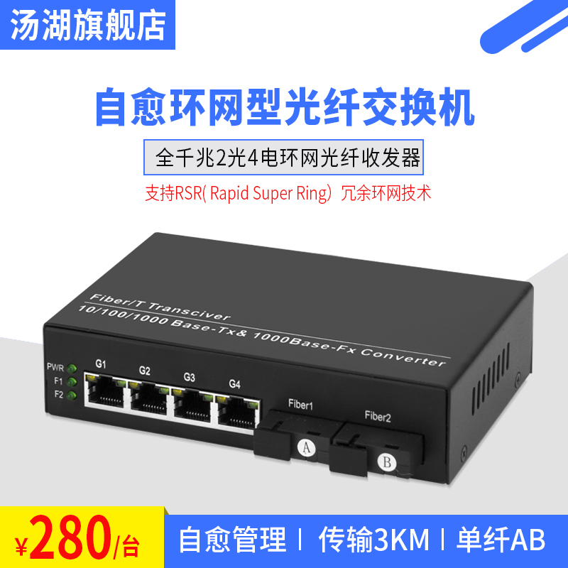 Tanghu All Gigabit 2 Optical 4 Electric Fiber Transceiver Ring Network Self-Healing 2 Optical 4 Electric Fiber Switch