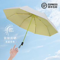 Double layer titanium silver sun umbrella sturdy sunscreen Anti-UV women Sunny Sun Umbrellas Automatic Umbrella Folding Summer