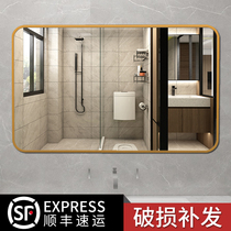 Bathroom mirror bathroom mirror non-perforated toilet toilet wall-mounted vanity mirror Wall Wall Wall self-adhesive bathroom