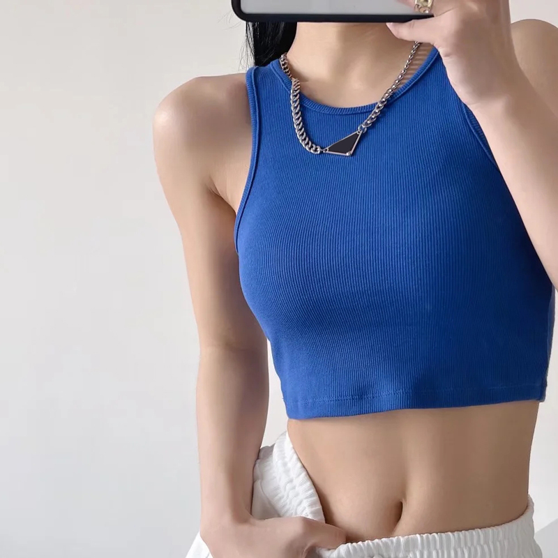 Basic Fine-Threaded Short Women's Tank Top with Exposed Navel and Waist, High-Waisted, European and American Sports Style, Sleeveless Base Shirt