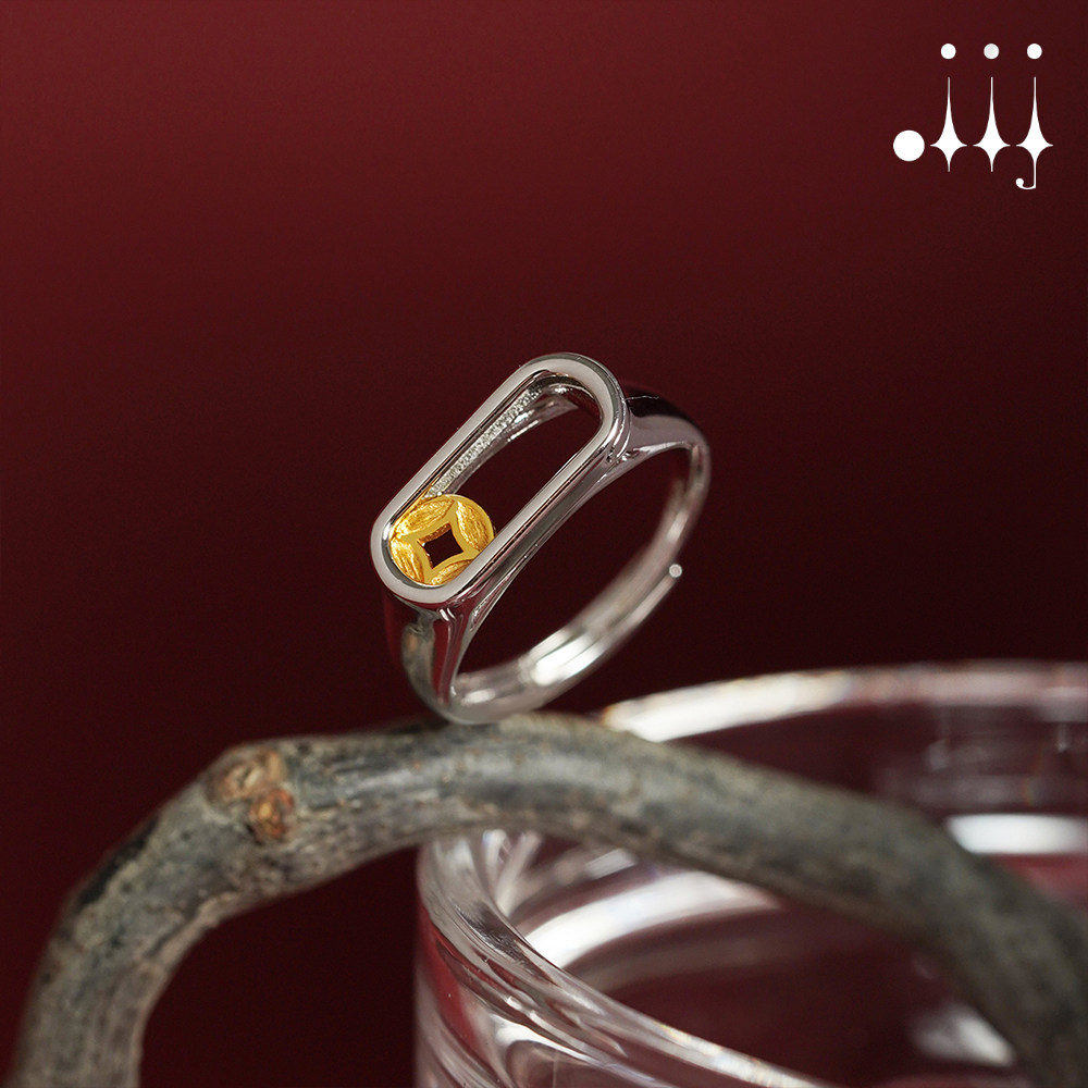 Also say oiij | Make money immediately | Original design 925 silver new Chinese saddle copper coin ring opening for good luck