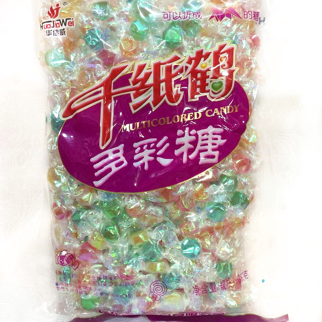 380g bag of paper crane colorful candy fruit flavor hard candy decorated small candy fruit fructose snacks for children