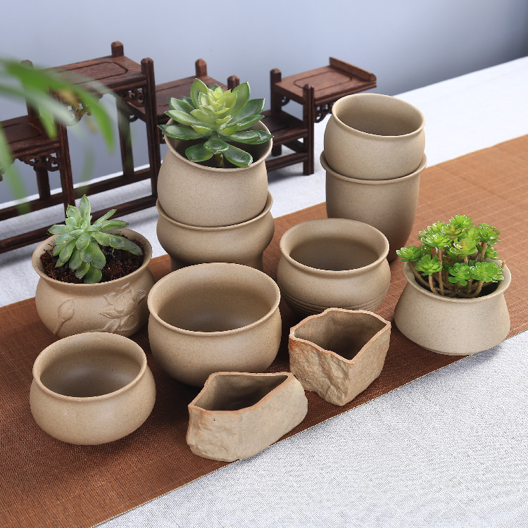Porcelain Succulent Plant Pots with Holes, Simple DIY Bonsai Pots, Plain-Fired Clay Pots, Coarse Ceramic Breathable Flower Pots