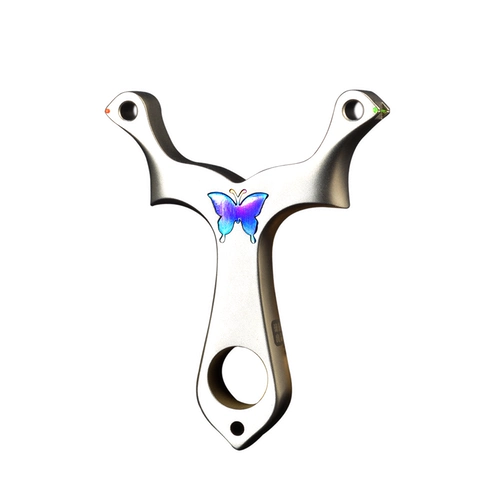 Металлическая высокоточная дорожная рогатка с бабочкой с плоскими резинками