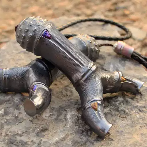 千发 Бамбуковая рогатка, металлический резной точный дорожный браслет ручной работы с плоскими резинками