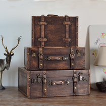 European retro-made old suitcase for wooden suitcase for storage wooden suitcase for display window photography props wooden suitcase