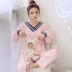 Đồ ngủ dày lông cừu san hô của phụ nữ mùa đông dài tay sang trọng dịch vụ nhà cô gái hoạt hình dễ thương cộng với bộ đồ flannel nhung bộ pijama Bộ Pajama