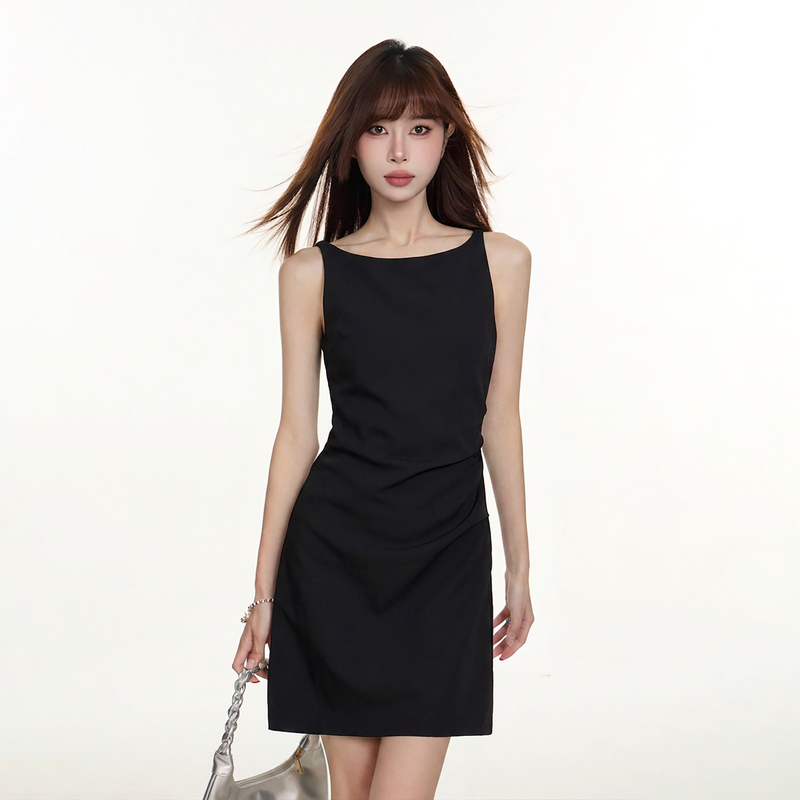 Black Vest Dress for Women 2026 Summer Elegant Sleeveless Off-Shoulder Mini Dress with Cinched Waist, Slimming and Body-Hugging Short Skirt Black Vest Dress for Women 2026 Summer Elegant Sleeveless Off-Shoulder Mini Dress with Cinched Waist, Slimming and Body-Hugging Short Skirt