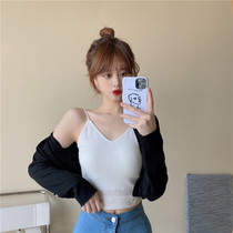 Summer new can be worn with its own chest pad without steel ring inside the bottom coat womens knitted beauty back vest small suspenders