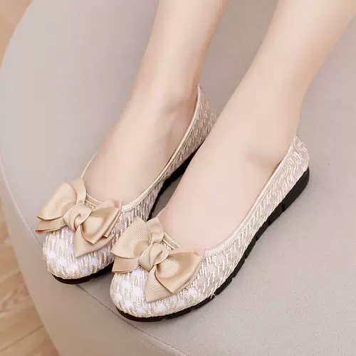 Слипоны, обувь, рабочие туфли с бантиком, мягкая подошва