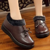 Зимние слипоны, флисовая удерживающая тепло обувь, нескользящие полиуретановые короткие сапоги для матери, мягкая подошва, для среднего возраста