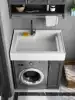 Space aluminum balcony laundry cabinet Laundry pool Bathroom cabinet combination Small household washing machine cabinet Drum companion wash basin