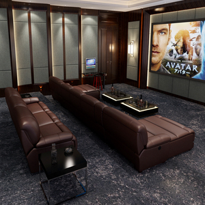 Rạp hát tại nhà KTV phòng âm thanh và video sofa da sofa chức năng kết hợp góc chữ U hình bóng cỡ lớn K