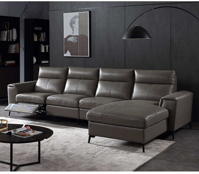 Sofa da tối giản Ý Phòng khách hiện đại đơn giản Sofa Ý ánh sáng sang trọng nội thất kết hợp sofa da - Ghế sô pha ghế sofa băng dài