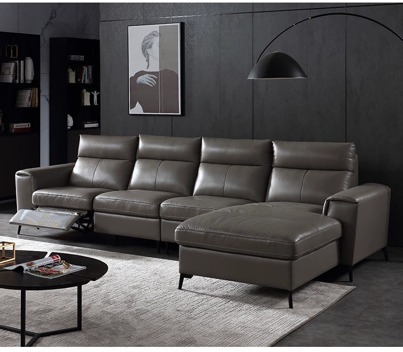 Sofa da tối giản Ý Phòng khách hiện đại đơn giản Sofa Ý ánh sáng sang trọng nội thất kết hợp sofa da - Ghế sô pha