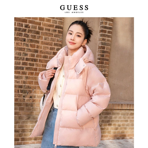 GUESS Цветной классический пуховик подходит для мужчин и женщин с капюшоном, городской стиль, 16W