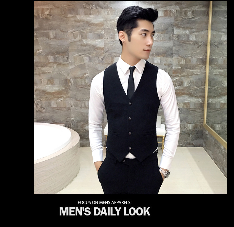 Phù hợp với nam phù hợp với màu nâu đơn giản thời trang rắn màu kinh doanh phù hợp với quần tây quần ba mảnh áo khoác - Suit phù hợp áo vest nam hàn quốc