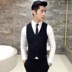 Phù hợp với nam phù hợp với màu nâu đơn giản thời trang rắn màu kinh doanh phù hợp với quần tây quần ba mảnh áo khoác - Suit phù hợp áo vest nam hàn quốc Suit phù hợp