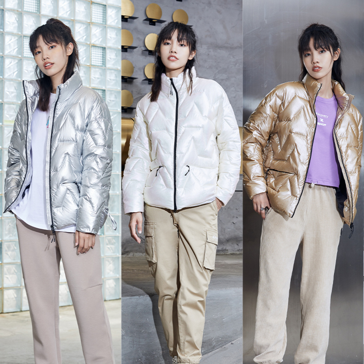 Discovery Expedition 21年冬季新款  轻便立领女式短款羽绒服 双重优惠折后￥259包邮 3色可选