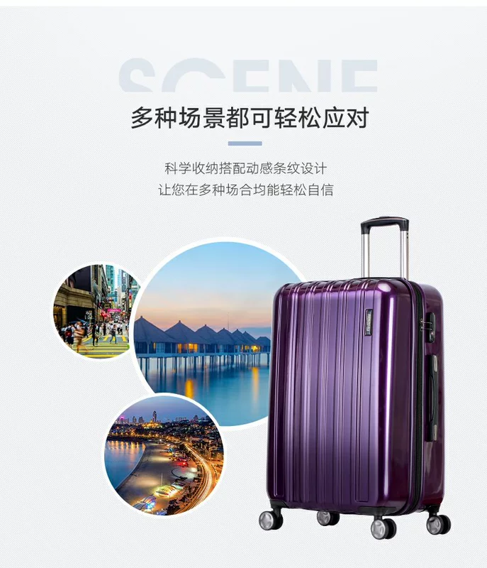 Samsonite / Samsonite làm đẹp du lịch 24Q trường hợp xe đẩy phổ quát hành lý bánh xe vali nam và nữ đích thực - Va li