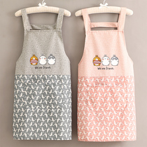 New canvas apron female cute foreign style home kitchen cooking wear-resistant apron adult Korean version Japanese overalls