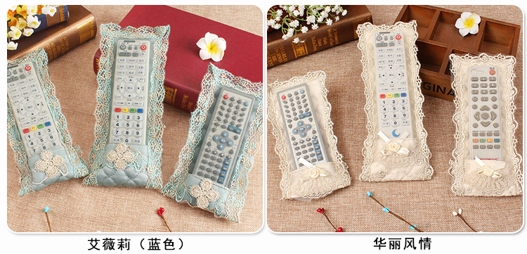 Vải phong cách châu Âu điều khiển từ xa đặt ren thêu bụi che TV điều hòa không khí điều khiển từ xa bao gồm áo chống nắng điều hòa