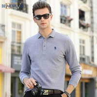 BW nam Mặc mùa thu Casual Màu rắn POLO Áo sơ mi dài tay áo thun ve áo Polo thêu thanh niên Paul Cotton thể thao polo nam