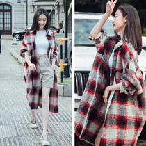 Star Ni Ni Tongan 22 Autumn Winter New Double Face Cashmere Big Coat Retro Loose in Long Plaid Fur Coats Woman