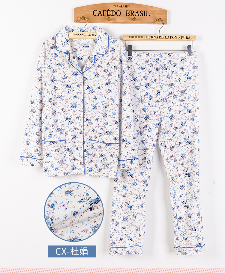 Mùa xuân và mùa thu mùa hè trung niên ông già đồ ngủ phụ nữ cotton dài tay mẹ mẫu bông mẹ chồng váy ngủ lụa tơ tằm