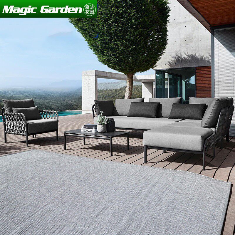 Villa outdoor garden minimalist rattan sofa Nordic outside courtyard greenhouse designer coffee table combination furniture