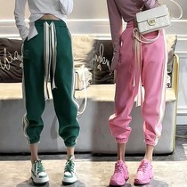 Floating rope trousers 2022 new Korean sports casual pants female loose fashion and beam pants tide