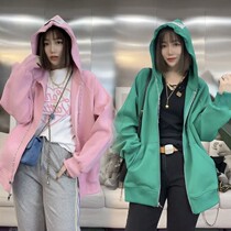 2022 Spring 2022 new candy chain sweater Korea casual gas loose network red zip sweater coat