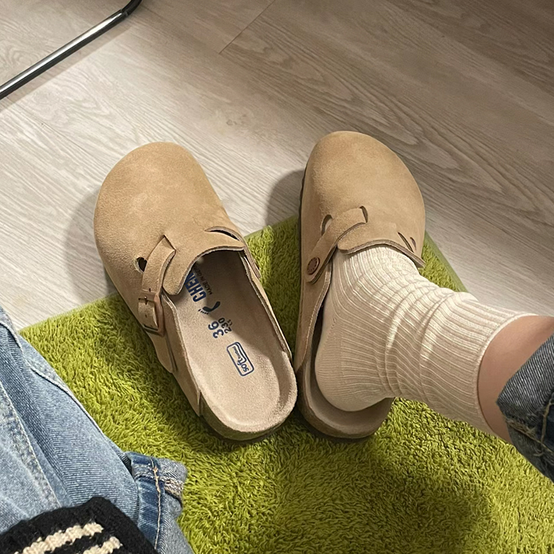 Limited Time Special Price 78! Genuine Leather Birkenstock Shoes 2025 New Model Closed-Toe Half Slippers for Women, Summer Outdoor Flat Birkenstock Shoes for Men